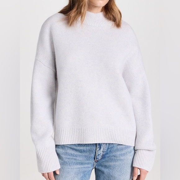 Nadaam Super Luxe Cashmere Mock Neck Sweater Frost Grey Size S